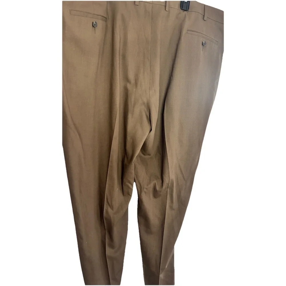 Pronto Uomo Men's Couture Suit Dress Pant 100% Wool‎ 50x36 Brown Unhemmed $169